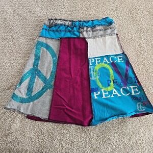 Juju Gear Upcycled T-shirt Skirt Peace Sign Y2K 90s Vibes Girls Size 12